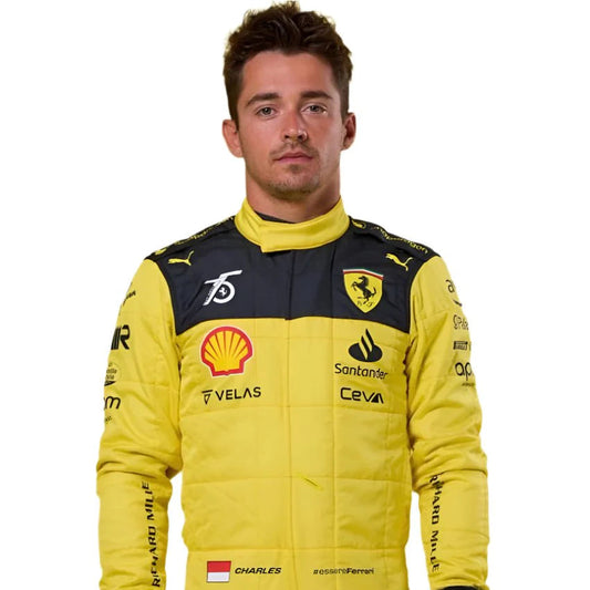 Charles Leclerc Yellow 2022 Model Printed F1 Race Suit - Dubai Sports Pro