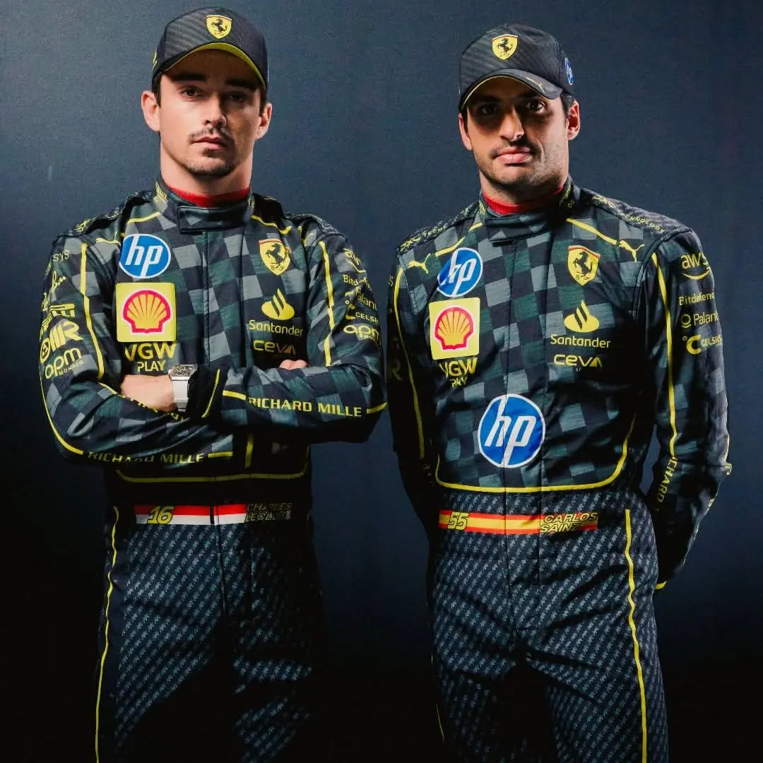 Charles Leclerc And Carlos Sainz Scuderia Ferrari HP's Carbon-Fibre Race Suits Italian Grand Prix - Dubai Sports Pro