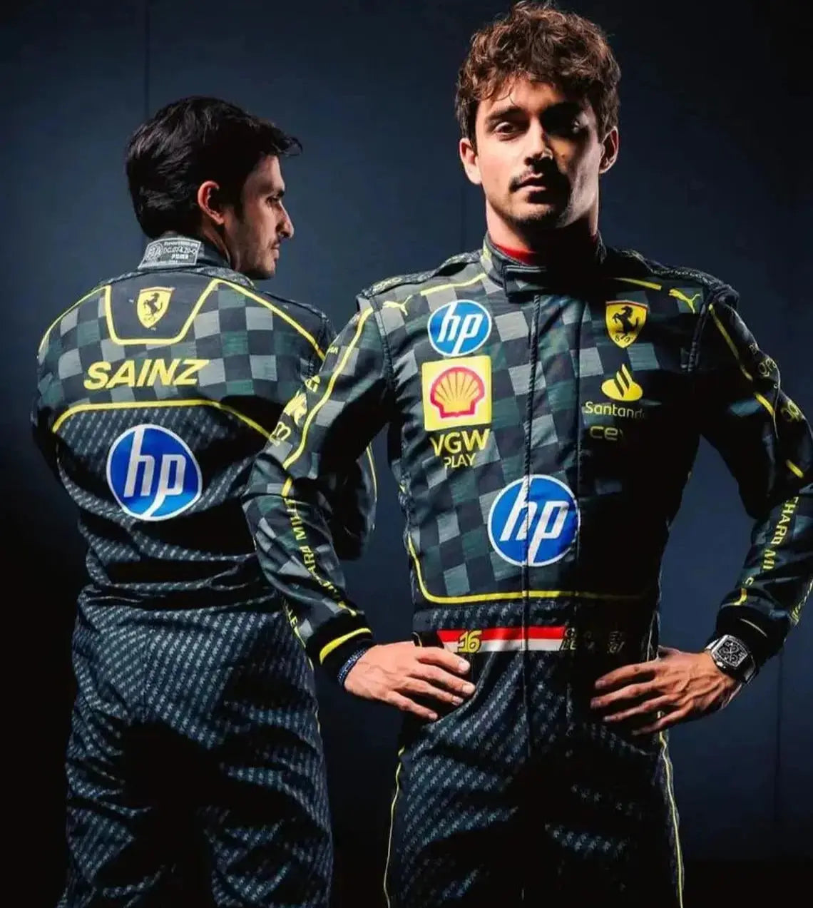 Charles Leclerc And Carlos Sainz Scuderia Ferrari HP's Carbon-Fibre Race Suits Italian Grand Prix - Dubai Sports Pro