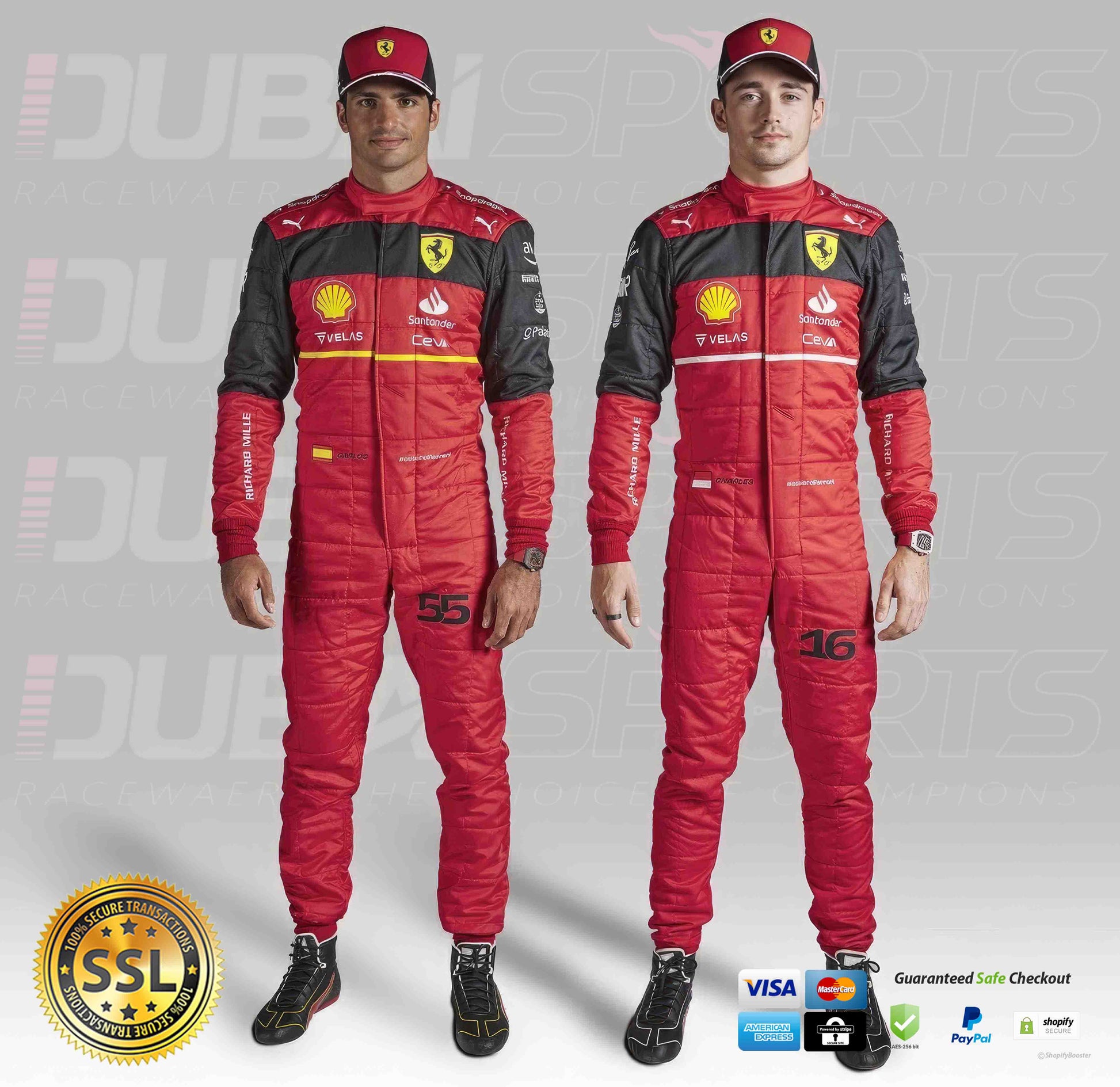 Carlos Sainz And Charles Leclerc Ferrari 2022 Racing Suit - Dubai Sports Pro