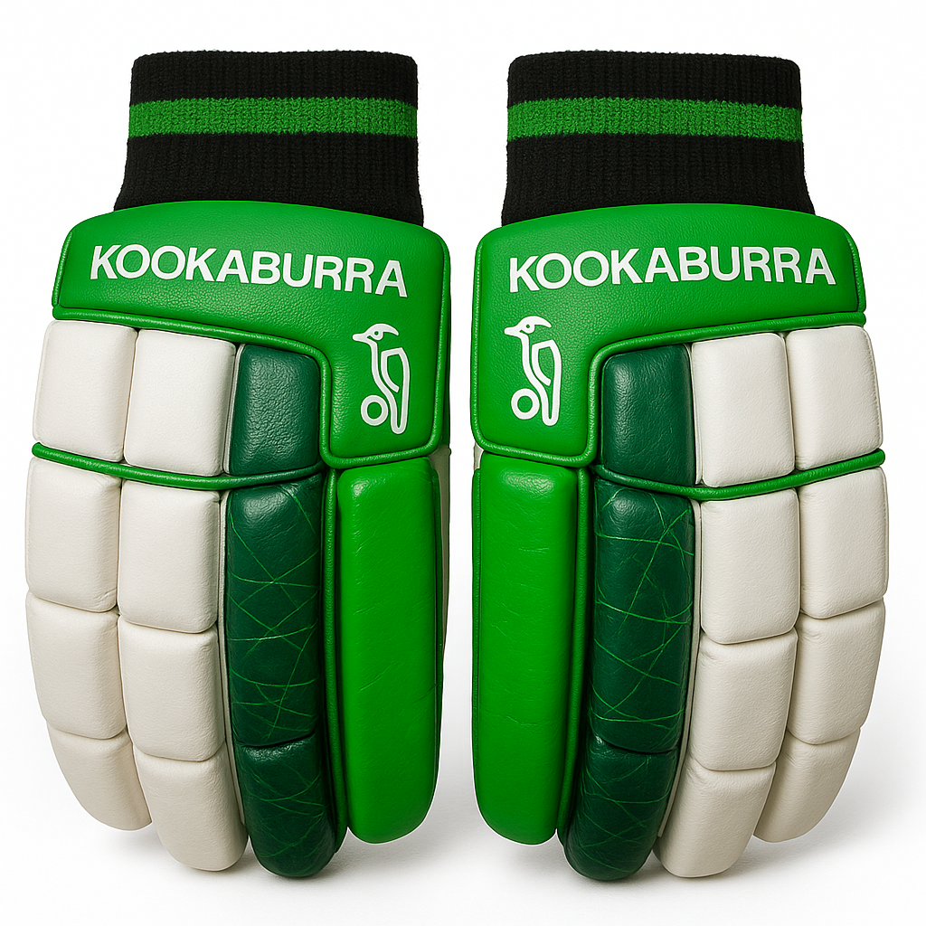 Kookaburra Pro Performance Cricket Batting Gloves – Green & White Edition