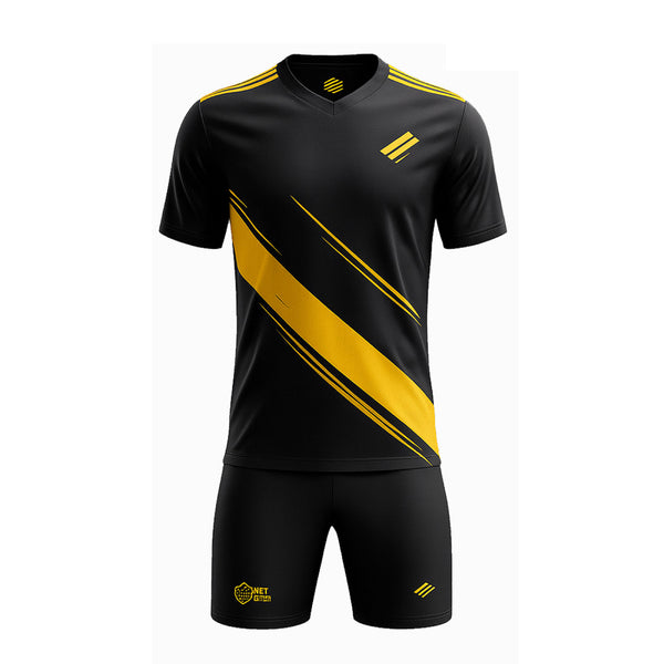Dubai Sports Pro Custom Football Kit – Black & Yellow Elite Edition