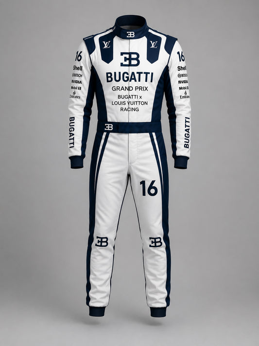 White & Dark Blue Nomex Premium Fire Resistant Motorsport Racing Suit - Dubai Sports Pro