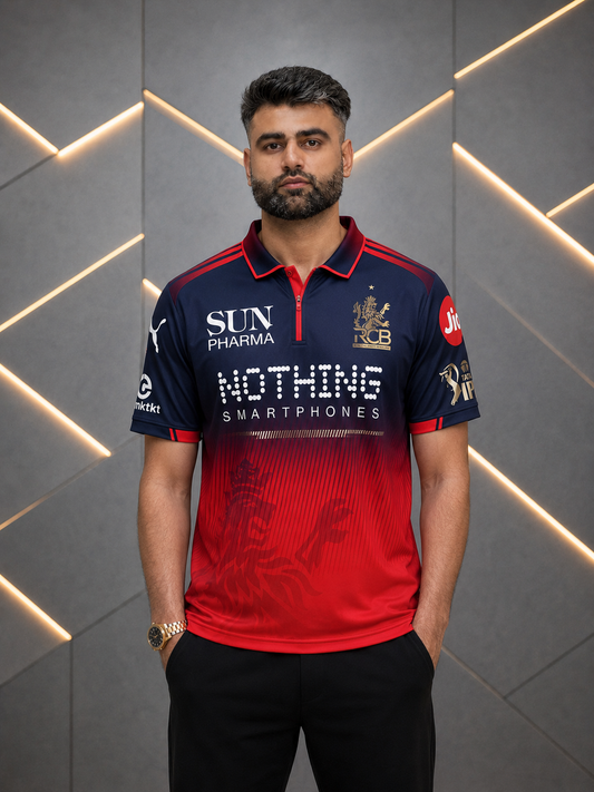 Dubai Sports Pro Red Black Cricket Jersey – IPL Fan Edition Performance T-Shirt
