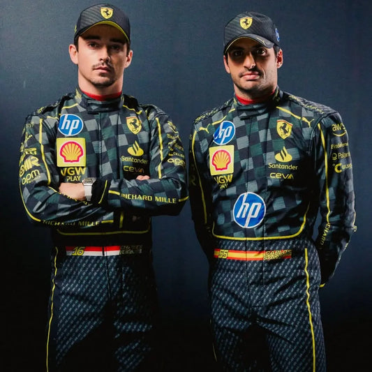 Charles Leclerc And Carlos Sainz Scuderia Ferrari HP's Carbon-Fibre Race Suits Italian Grand Prix - Dubai Sports Pro