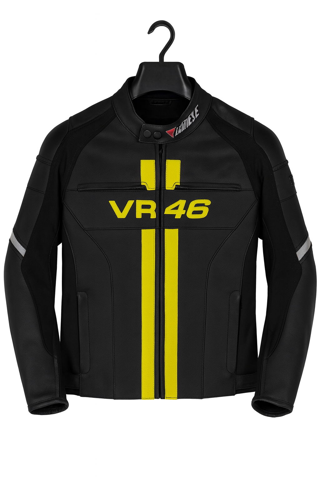VR46 Black & Yellow Leather Racing Jacket – Premium Moto Edition