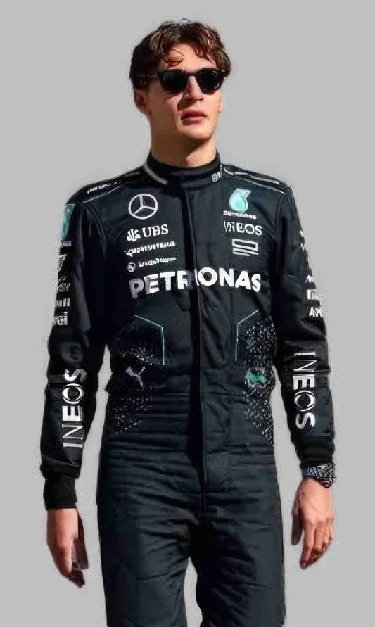 2024 George Russell Mercedes AMG Petronas F1 Team Replica Race Suit-Dubai Sports Wear