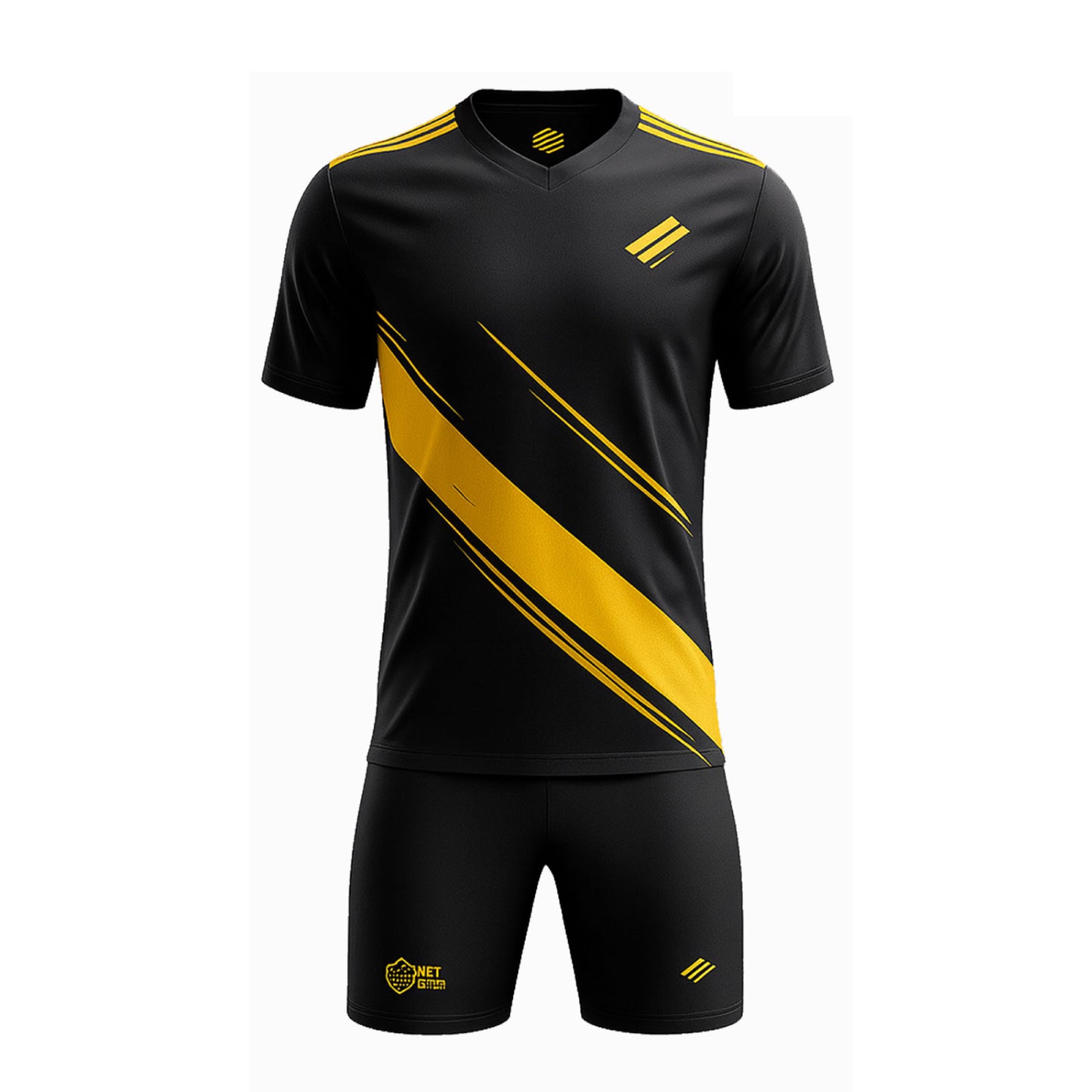 Dubai Sports Pro Custom Football Kit – Black & Yellow Elite Edition