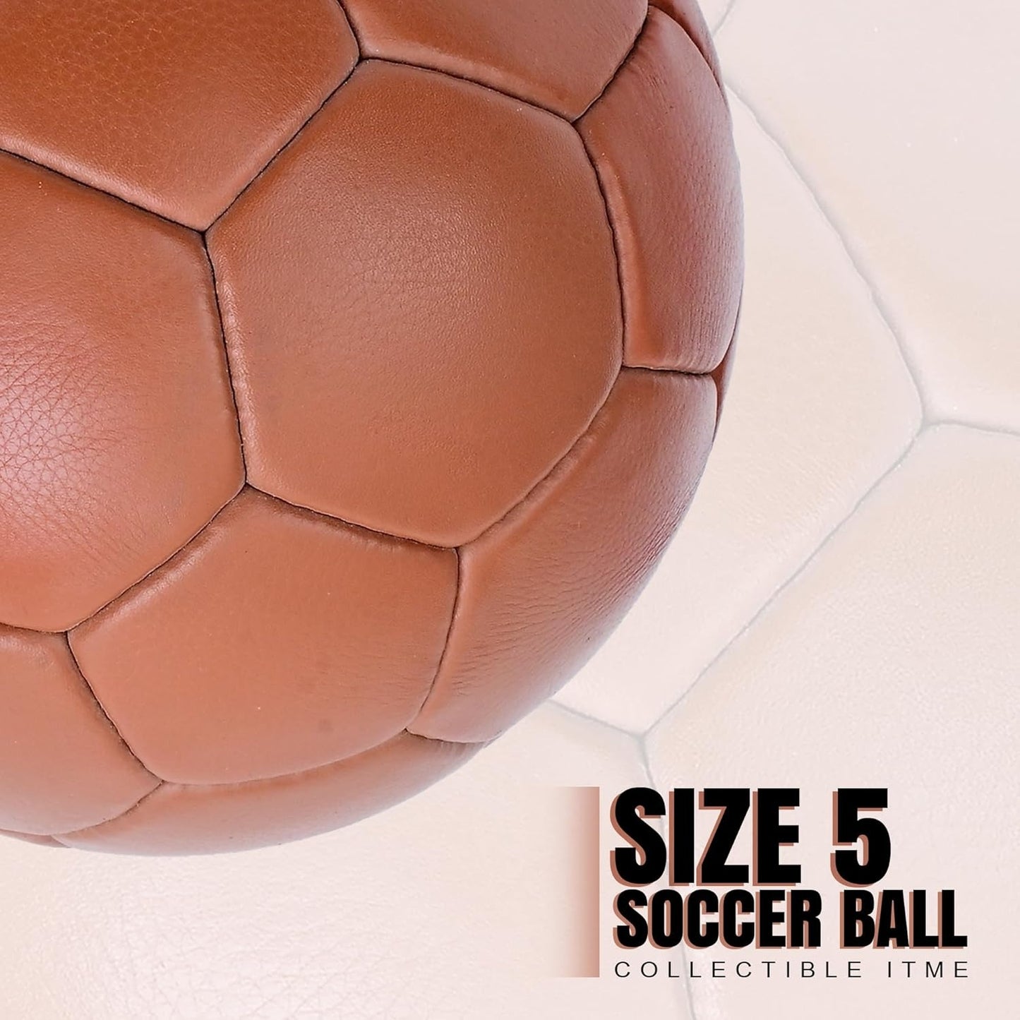 Vintage Brown Leather Soccer Ball – Size 5 Classic Retro Football | Premium PU Leather | Durable & Collectible