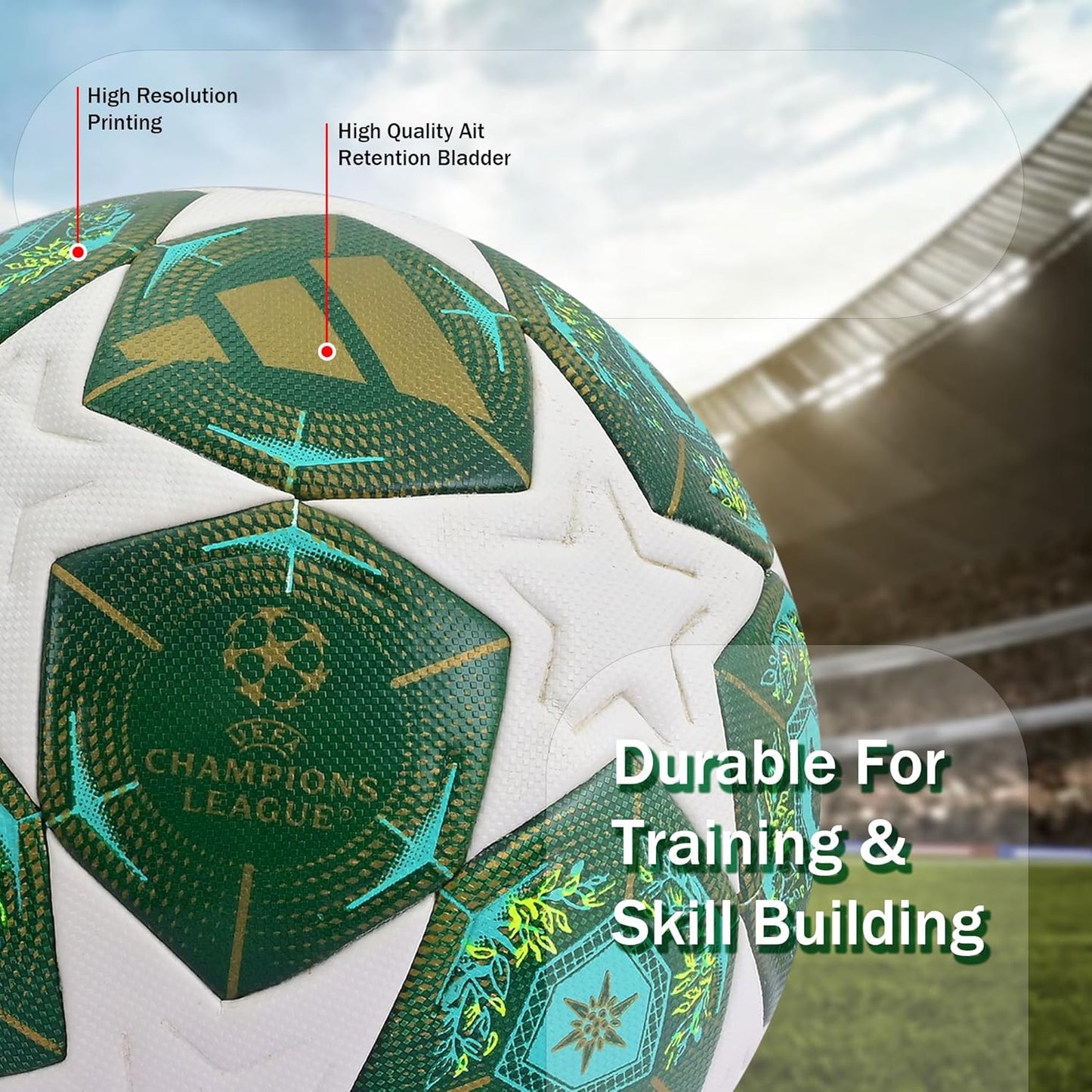 Official Size 5 Football for Training and Match Play – Premium PU Leather Soccer Ball with Strong Stitching