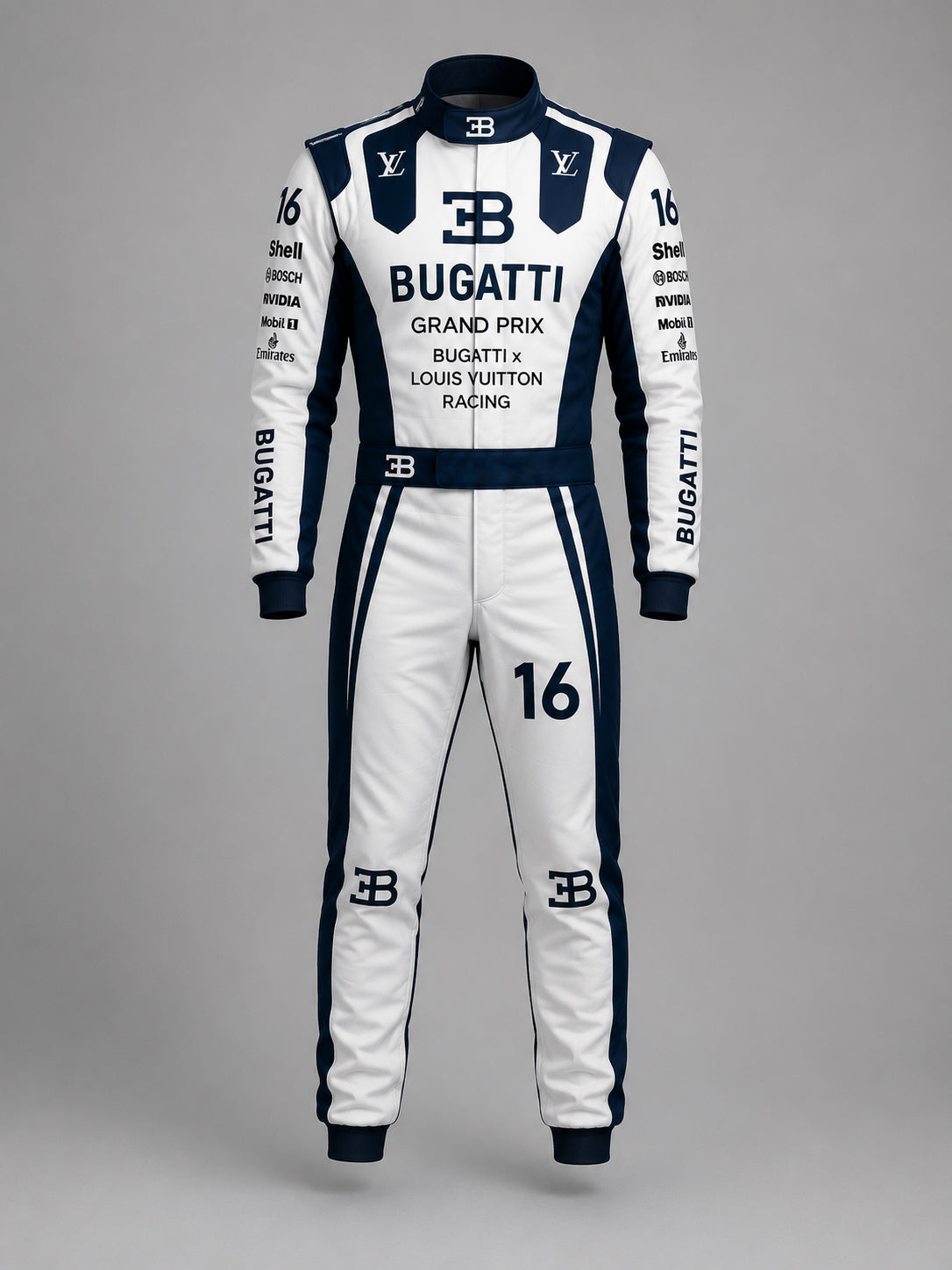 White & Dark Blue Nomex Premium Fire Resistant Motorsport Racing Suit - Dubai Sports Pro