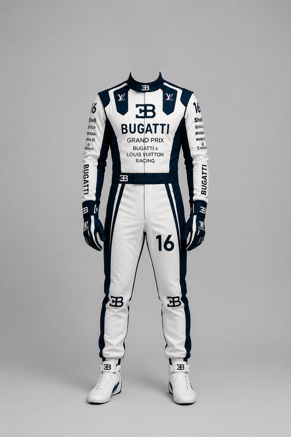 White & Dark Blue Nomex Premium Fire Resistant Motorsport Racing Suit - Dubai Sports Pro
