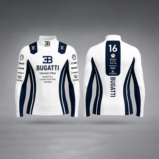 Dubai Sports Pro F1 Racing Shirt Compression – White & Dark Blue Long Sleeve Performance Jersey