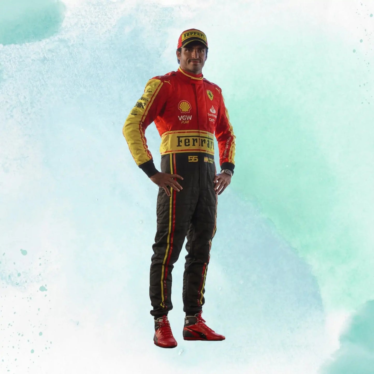 Carlos Sainz Jr 2023 Scuderia Ferrari Monza Special Edition F1 Replica Race Suit - Dubai Sports Pro