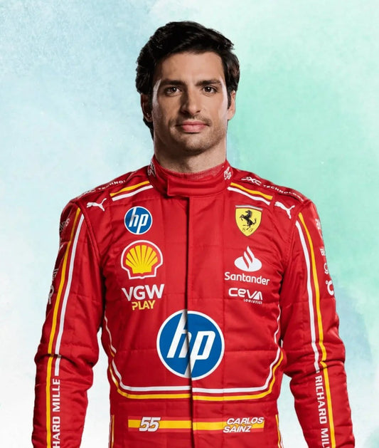 Carlos Sainz 2024 New Ferrari Race Suit -Dubai Racing Gear - Dubai Sports Pro