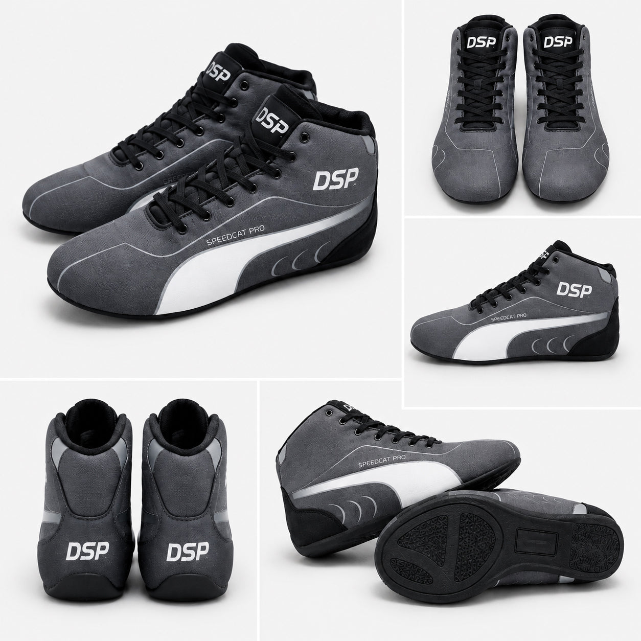 DSP Speedcat Pro Men’s & Women High-Top Shoes – Grey, Black & White