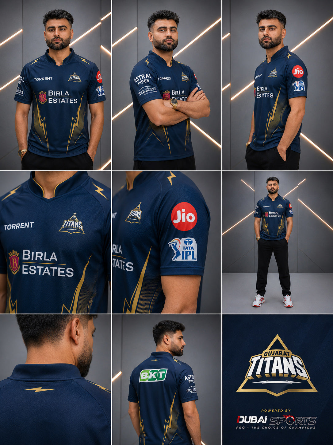 Dubai Sports Pro Navy Gold Cricket Jersey – IPL Fan Edition Performance T-Shirt