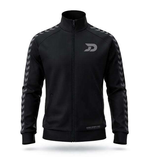 Premium Track Jacket – Black & Grey Stripes J08