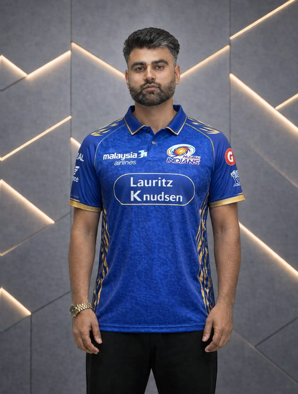MI Blue Cricket Jersey – Premium Fan Edition Performance T-Shirt (Gold Accent)- Dubai Sports Pro
