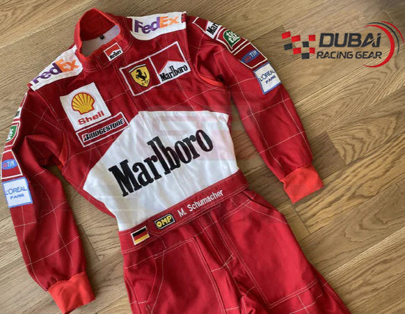 F1 Michael Schumacher 2001 Printed Race Suit - Dubai Sports Pro