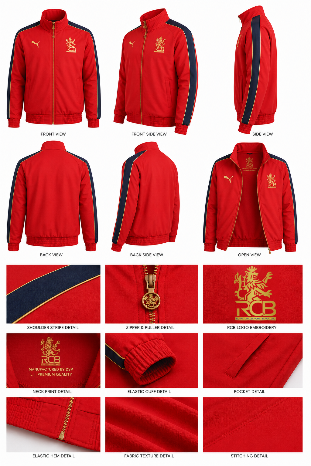 RCB 2026 Replica Track Jacket – Red Full Zip Fan Edition Sports Jacket