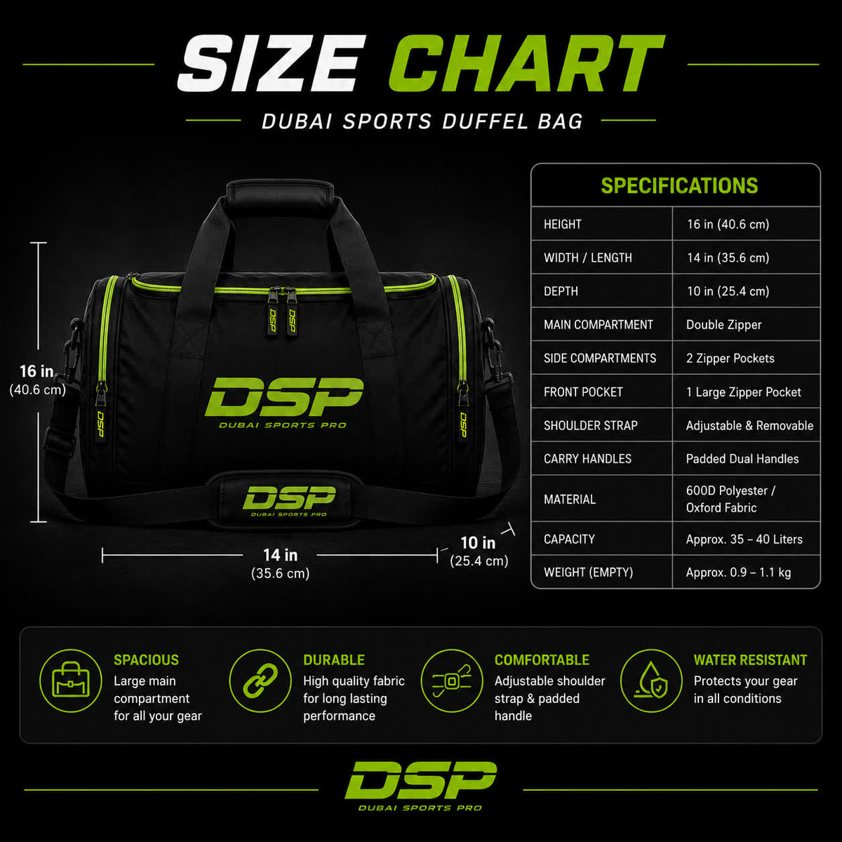 DSP Premium Sports Gym Duffle Bag – Training, Travel & Fitness Bag
