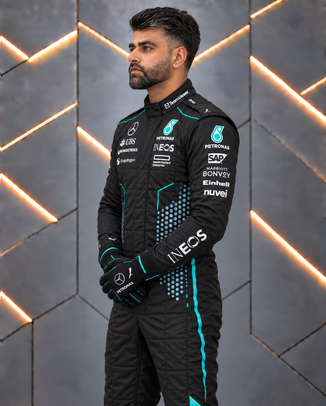 2024 Mercedes Inspired FR Racing Suit – Premium Double-Layer Nomex Motorsport Suit