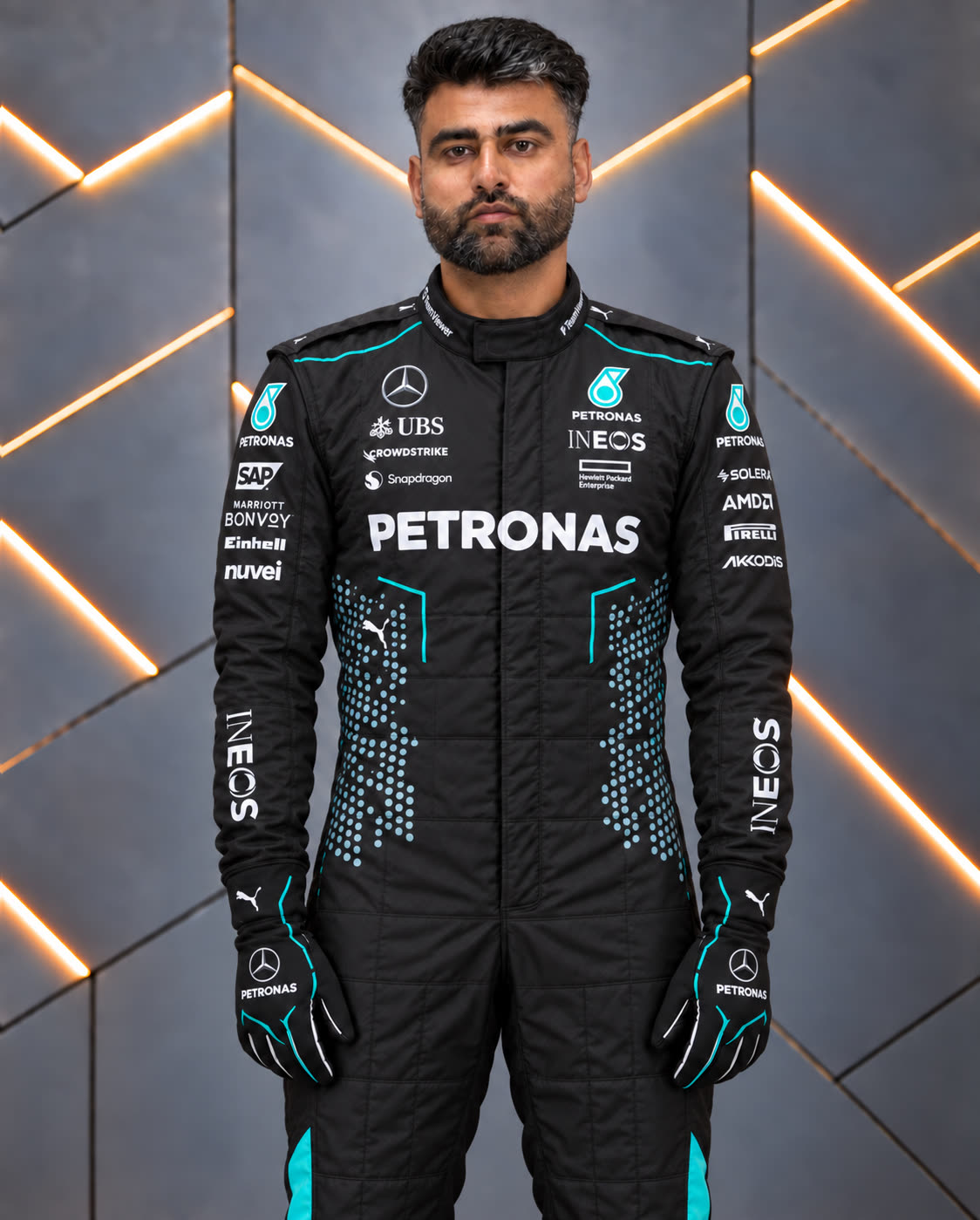 2024 Mercedes Inspired FR Racing Suit – Premium Double-Layer Nomex Motorsport Suit