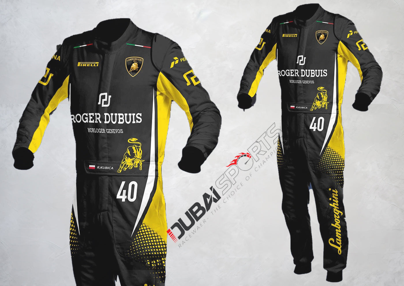Lamborghini Go Kart Racing Suit With Digital Sublimation Print - Dubai Sports Pro